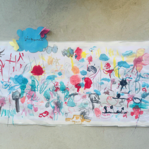 نقاشی روی دیوار حیاط دوست اتیسم گرگان